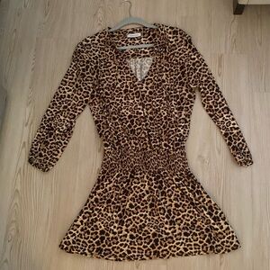 Leopard print drop waist dress